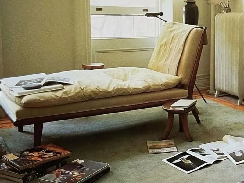 Curated interior space with warm tones and considered furniture